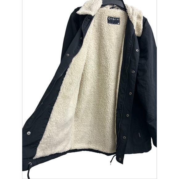EMPYRE Black Sherpa Lined Windbreaker Outdoor Jacket drawstring Men size Large - Picture 5 of 8
